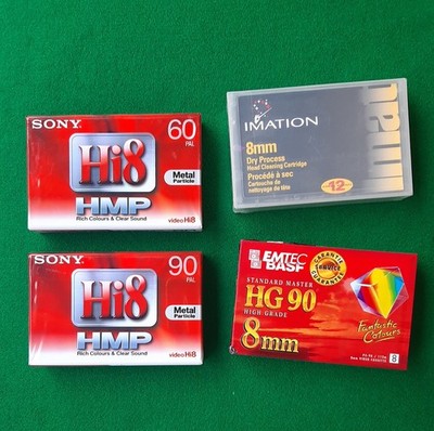 Sony Hi8 HMP 60+90 + IMATION 8mm Video 8 Head Cleaning Cassette Tape NEW SEALED