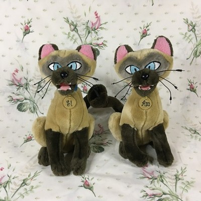 Disney Lady and the Tramp Si and Am Siamese Cat Plush Stuffed Animal Vintage