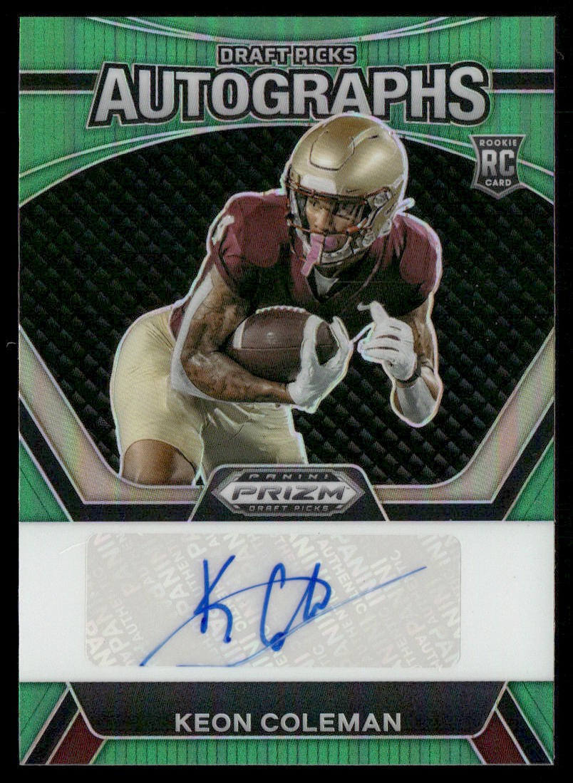 Keon Coleman 2024 Panini Prizm Draft Picks Autographs Green #DPA-KCN AU