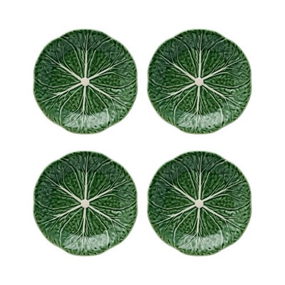 Bordallo Pinheiro Cabbage Green Dessert Plate, Set of 4