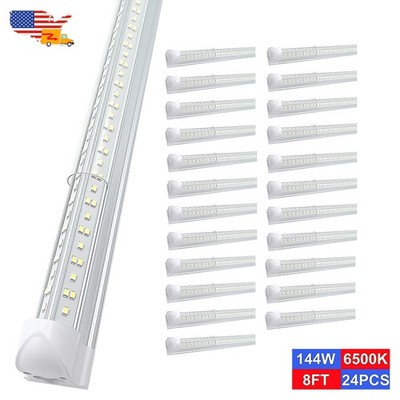 24Pack 8 Ft Led Shop Lights Barn T8 Light Fixture 144W 18000Lm 6500K Clear Cover