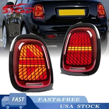 SINDAR For 2014-2024 Mini F55 F56 F57 Cooper S Red LED Tail Lights Assembly Pair