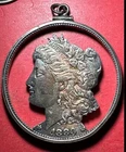 1883 US Morgan SILVER Dollar! Nice Jewelry "Cut Out"! Old US Coin!