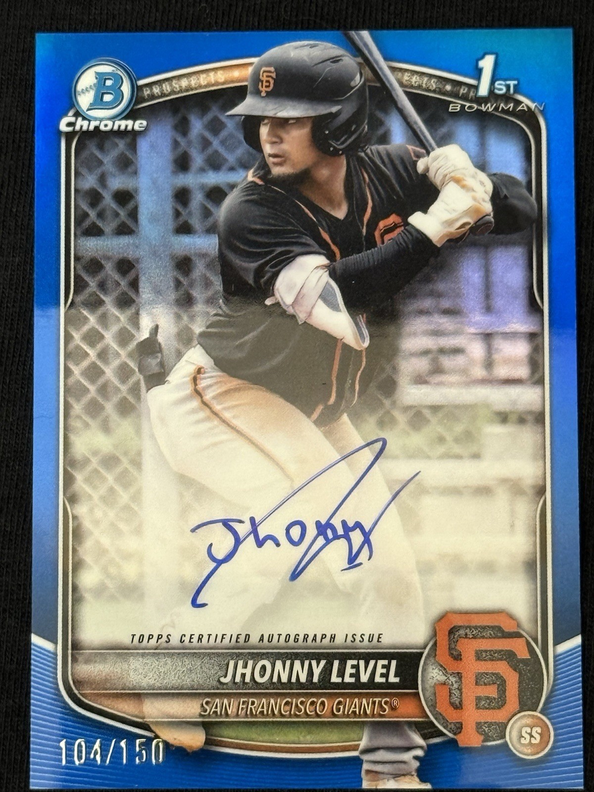 2025 Bowman Chrome Autograph Jhonny Level Blue Refractor /150 Bowman 1st CPA-JL