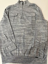 Express Men  s Gray Long Sleeve 1/3 Zip Sweater Size Medium