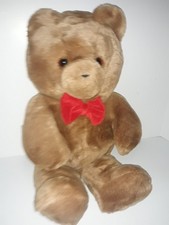 Dakin 1986 Fun Farm Brown Honey Jo Teddy Bear 1986 20 Inch Plush Red Bow Tie Vtg