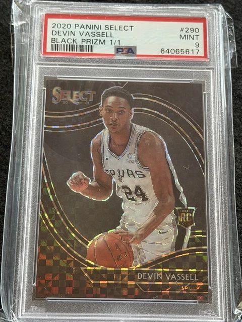 2020-21 Select Devin Vassell #290 Courtside True Black Prizm 1/1 Rookie RC PSA 9