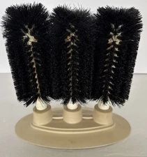 Bar Maid 3 Brush Glass Washer Suction Cup Base 6” Tall Brushes Vintage