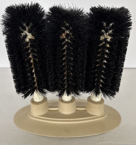 Bar Maid 3 Brush Glass Washer Suction Cup Base 6” Tall Brushes Vintage