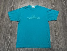 Mens Vintage Valentino Chemises Big Logo Embroidery Cotton T Shirt Size L
