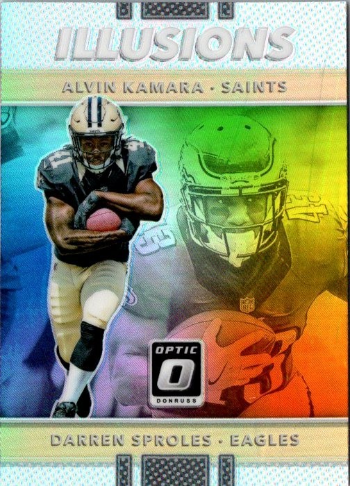 2017 Panini Donruss Optic Illusions Holo RC #9 Alvin Kamara & Darren Sproles