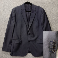 Shimmer Sharkskin Blazer Mens 42R Slim Fit Navy Blue Sport Coat Jacket J FERRAR