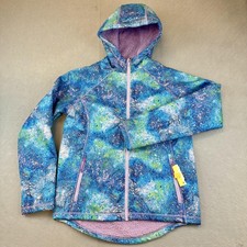 All in Motion Jacket Girls XL 14/16 Blue Green Hooded Sherpa Lined Full Zip