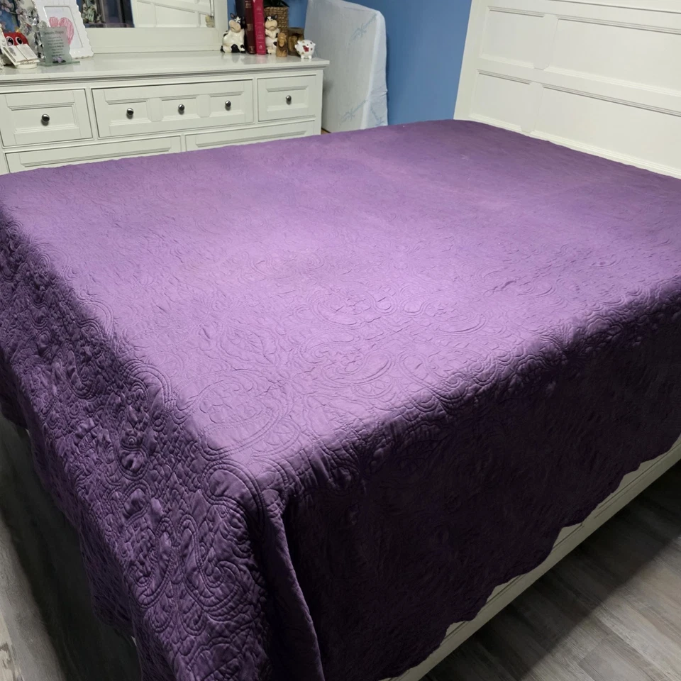 Quilted Bedspread Queen 108x92 Purple - Image 2 of 4