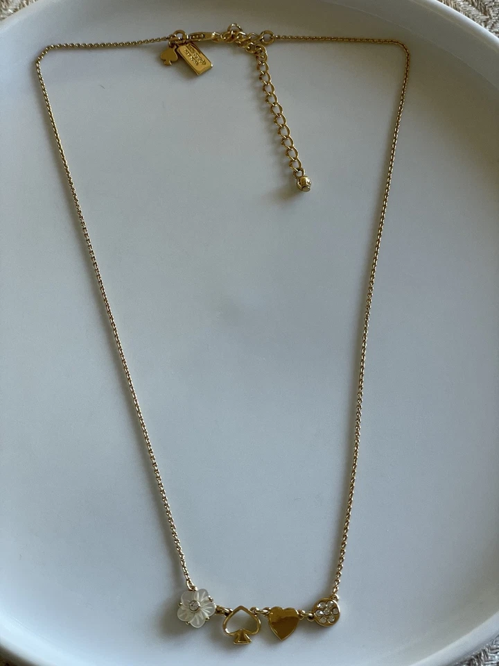 Kate Spade Mini Things Row pendant Statement Necklace Gold Tone Flower Cute Gift - Image 2 of 4