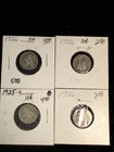 Lot Of 4 Circulated Early Mercury Dimes