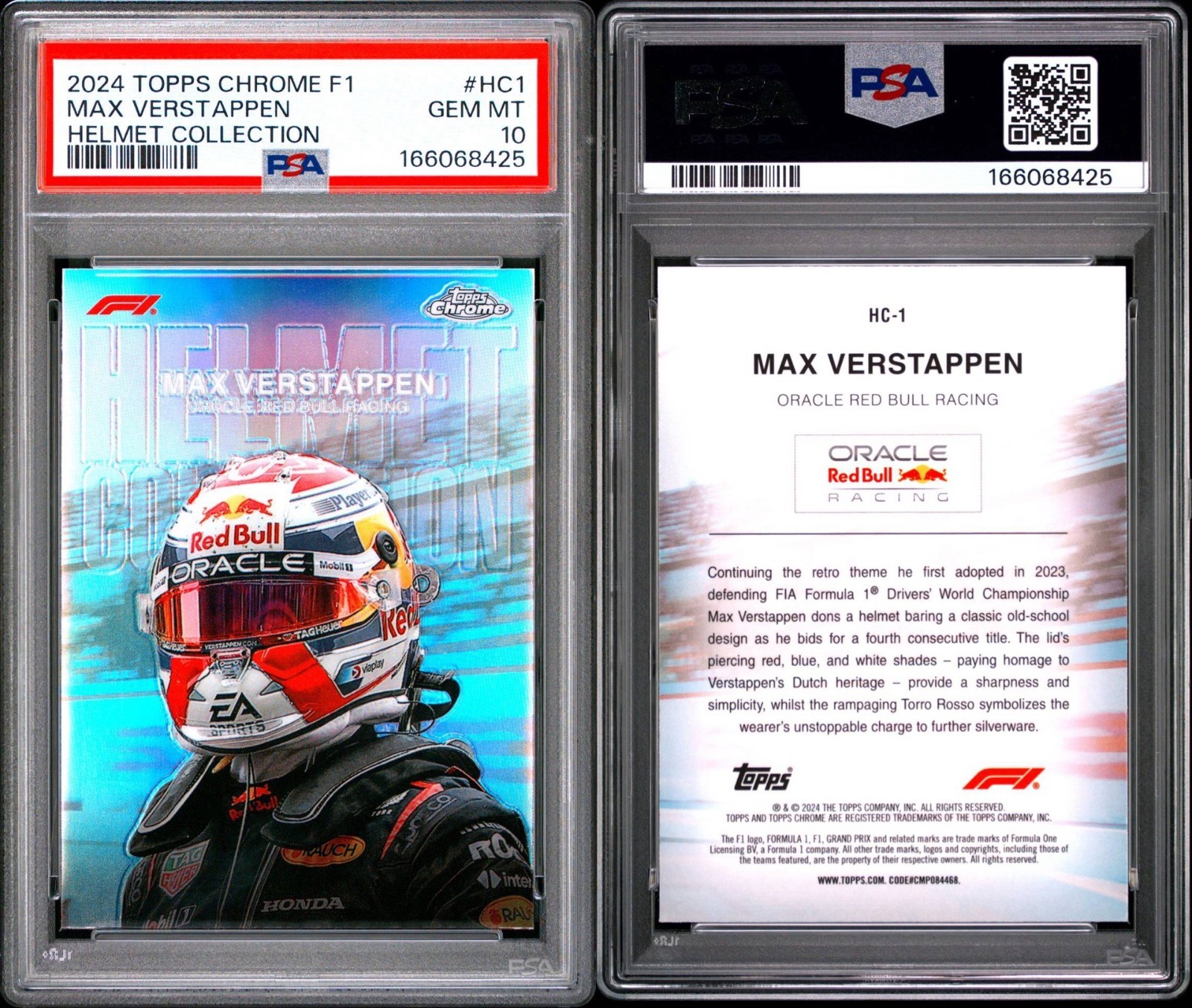 2024 Topps Chrome Formula 1 F1 Max Verstappen #HC1 Helmet Collection PSA 10 view 3