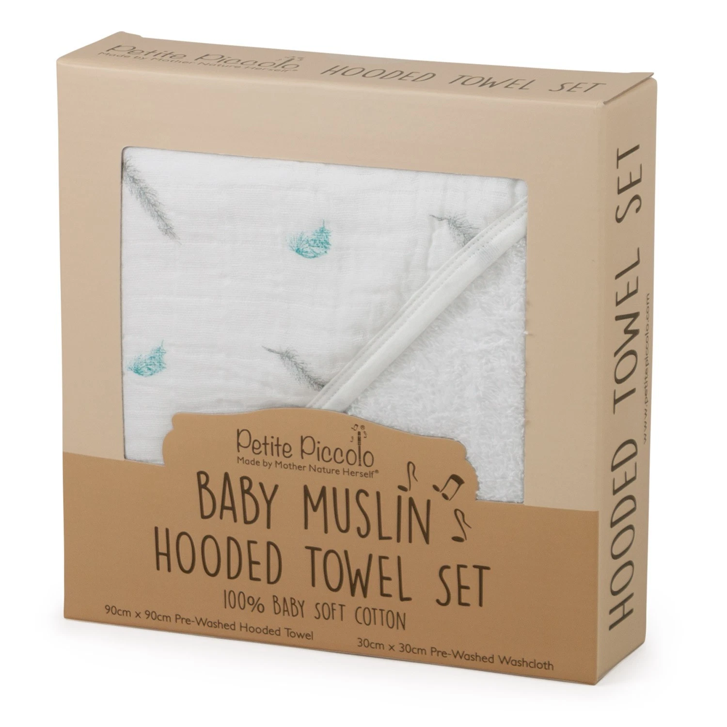 Baby Muslin Hooded Towel And Washcloth Set - Petite Piccolo
Opens in a new window or tab