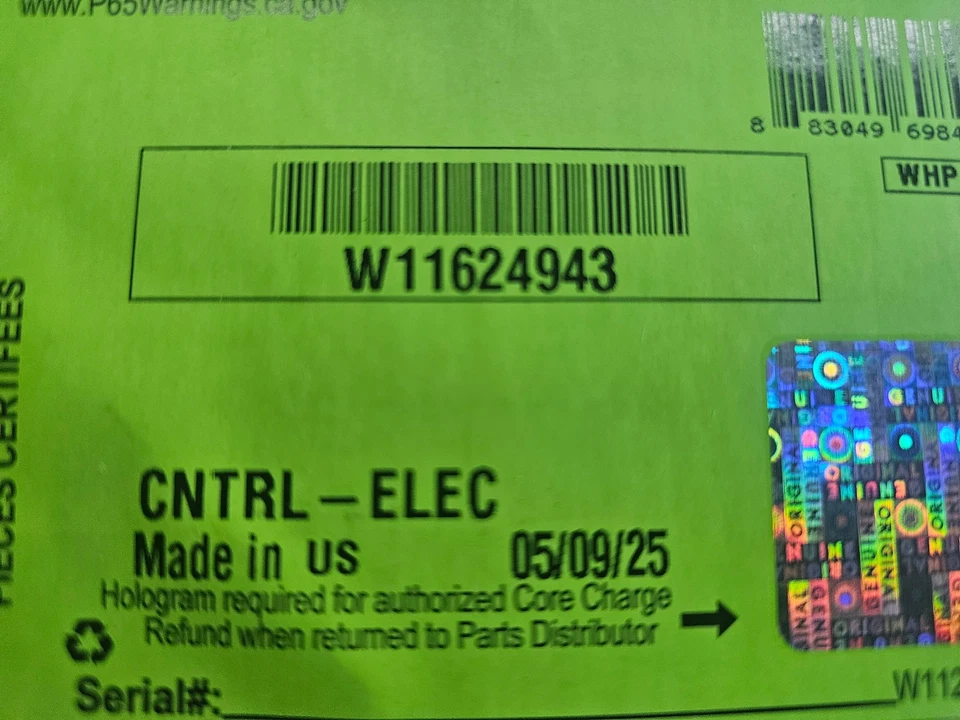 Brand New!! OEM Whirlpool Washing Machine Control Board Part# W11624943 - Image 3 of 3