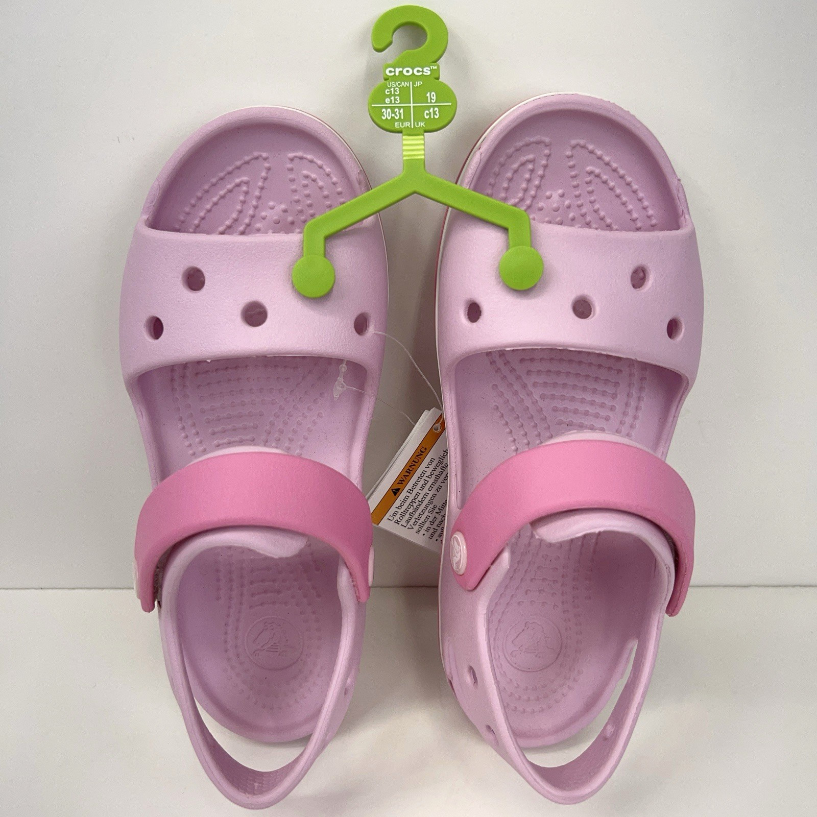 CROCS Girls Crocband Sandals Slip On Adjustable Shoes Comfort Size C 13 Pink NWT