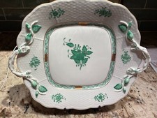 Herend Chinese Bouquet Green Square Cake Plate with Handles 430 Serving Plate