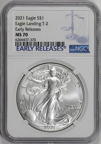 2021 American Silver Eagle Type-2 $1 NGC MS70, Early Releases [19F24]