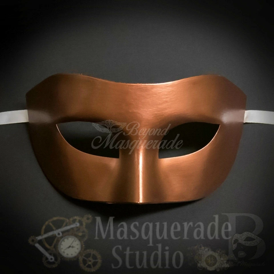 Mens Masquerade Eye Mask Phantom of the Opera Venetian Minimalist [Rose Gold] - Image 2 of 4