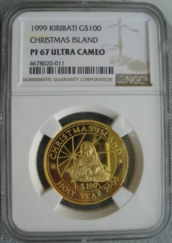 1999 Kiribati Gold $100 Dollars NGC PF-67 Ult. Cameo CHRISTMAS ISLAND 