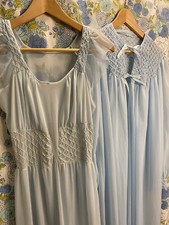 Vintage Rogers Tricot Blue Chiffon Lingerie Dress Nightgown  Robe Peignoir 34