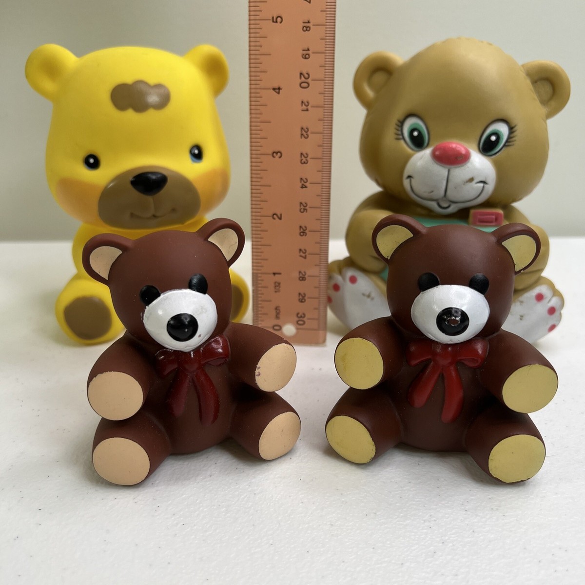 Lot of 4 VINTAGE 80's Squeeze Squeak Toys Bears Shelcore Ross