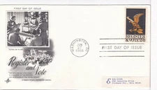 TurtlesTradingPost- Register And Vote Eagle 1968 #1344 FDC Artcraft Cachet
