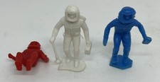 Vtg 1960's MARX MPC Plastic Space Men Astronaut Figures Lot Of 3 Red White Blue