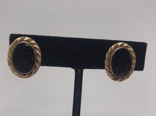 Vintage signierte AMCO Menge 2 Paar Onyx 1/20 Gold gefüllt 12k Ohrringe Schraubverschluss - Bild 8 von 13