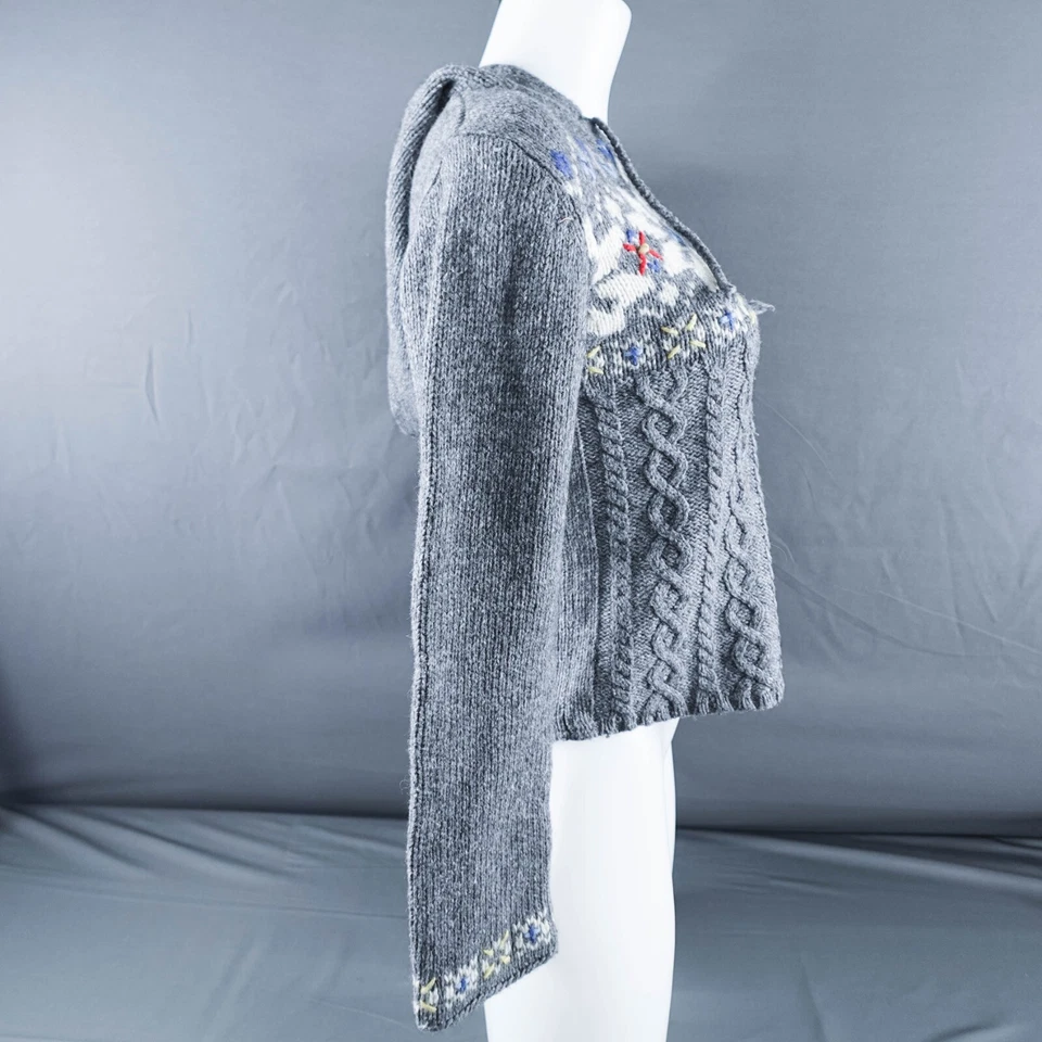 Suéter con Capucha Next Era Mujer Gris Medio Fair Isle Tejido Invierno Y2K Cottagecore Foto 3 de 4