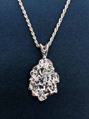 Gold Nugget Pendant Charm 20'' Rope Chain Necklace CZ Jewelry Free Shipping Gift 
