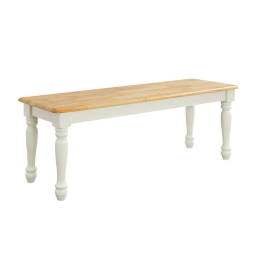 Dining Bench Solid Wood Farmhouse Modern Country Kitchen White Natural Color 48"