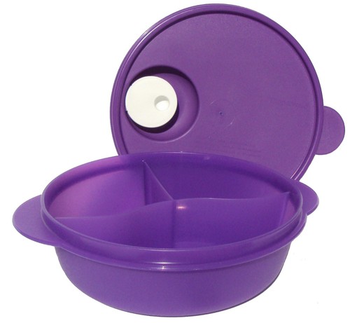 Tupperware Crystalwave Microwave Bowl Divided Plate Lunch Dish Grape Purple New - Picture 2 of 3