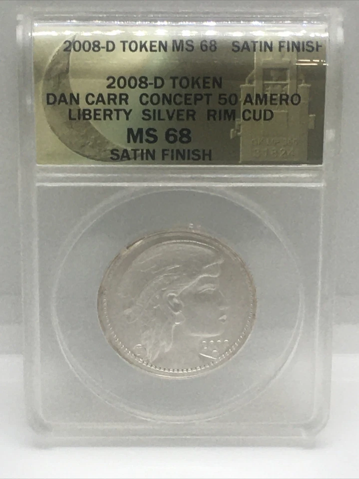 2008-D Dan Carr SIGNED 50 Ameros SILVER Rim Cud ERROR 200 Struck MS 68 Satin - Image 4 of 4