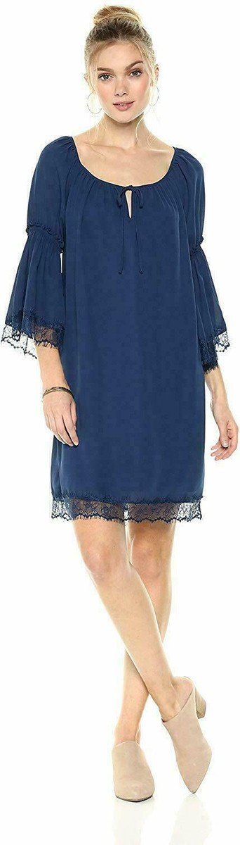 ella lace trim dress Ella Moon Women's Adriel Long Sleeve Lace Trim Dress, Sapphire, Large