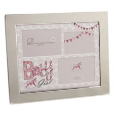 Silver Plated Pink Baby Girl Collage Photo Frame