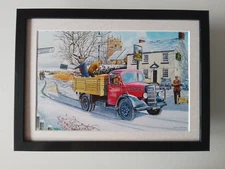Trevor Mitchell Countryside print 'Gritting The Road' Near The Plough Pub FRAMED