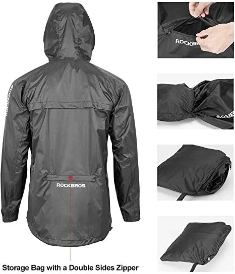 ROCKBROS Men's Waterproof Cycling Jacket Windproof Raincoat for Bike Running - Image 3 of 4