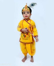 Traditional Yellow Platinum Krishna Dress Kurta Dhoti for Kids boys
