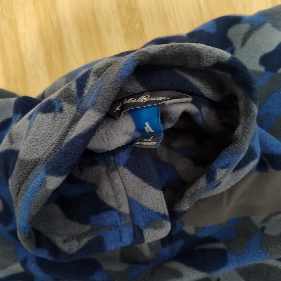 Jaqueta Eddie Bauer Masculina Tamanho Grande Gansos Camuflagem Pulôver Lã Azul 1/2 Zíper - Imagem 3 de 3