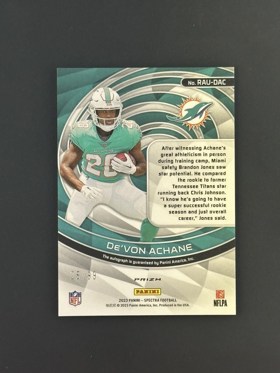 2023 Panini Spectra Football De'Von Achane Rookie Auto /99