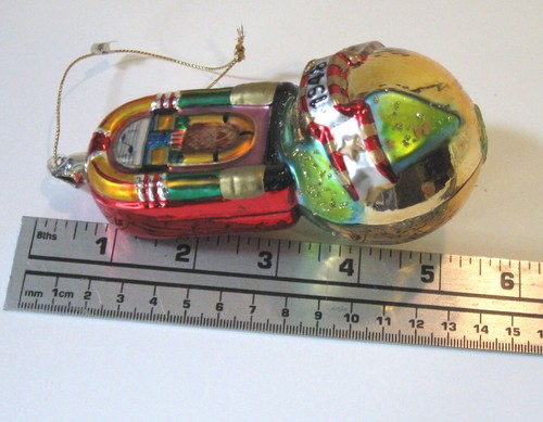 JUKEBOX MERCURY GLASS ORNAMENT Wurlitzer Bubbler 1015 on Earth Globe 5.5" MIB - Picture 7 of 9