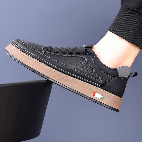Retro Low Top Leather Sneakers Lightweight Men LifeStyle Casual Shoes - Picture 6 of 12