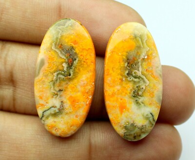 Genuine Bumble Bee Jasper Matched Pair 29x14mm Oval Shape Loose Gemstone on ebay