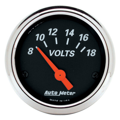 Autometer 1483 Electrical Designer Black Voltmeter Gauge 8-18V