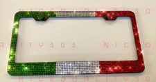 7 Rows Italian Flag License Plate Frame Holder Made W Swarovski Crystals 7 Rows Italian Flag License Plate Frame Holder Made W Swarovski Crystals